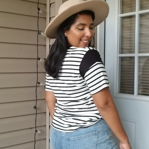 YING & YANG RELAXED STRIPE TEE TOP - Picture 2 of 15